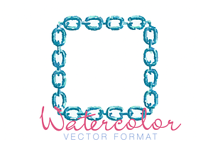 Chain Link Frame Watercolor Clip Art