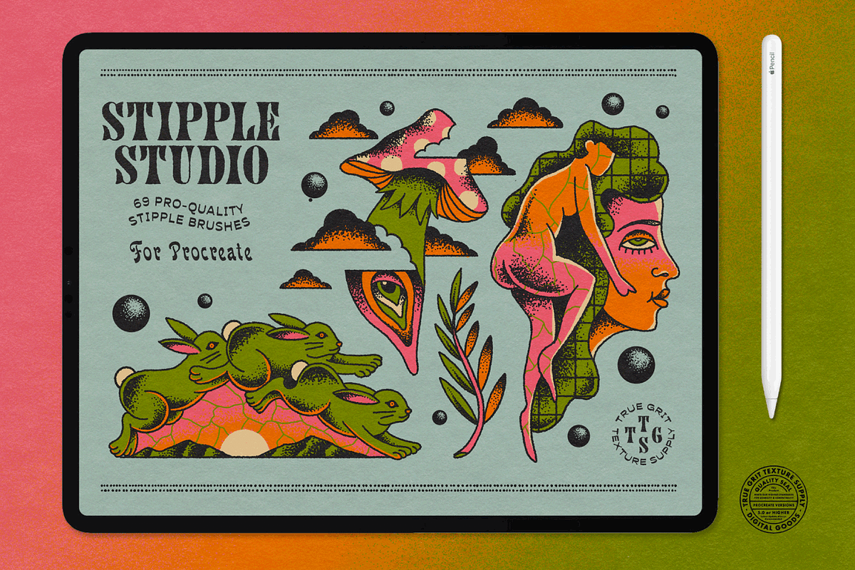 Stipple Studio for Procreate, a Brush Add-On by True Grit Texture Supply (Photo 1 of 12)