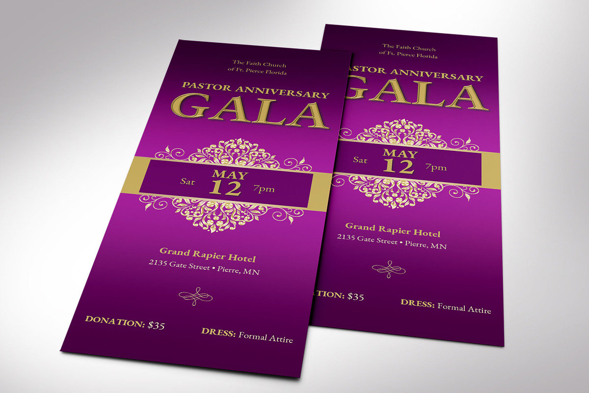 Pastor Anniversary Gala Ticket Word, a Card Template by Four C Graphic (Photo 5 of 10)