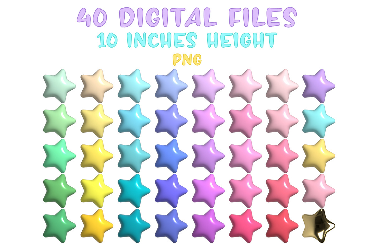 3D stars clip art. Star icon PNG, a Texture Illustration by VectoriyA (Photo 2 of 3)