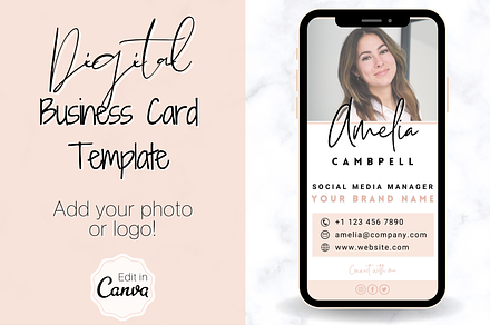 Digital Business Card Template, a Business Card Template by Templatables