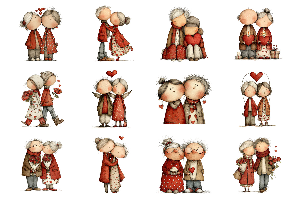 Valentines Old Couple Clipart, an Illustration by Design Market (Photo 2 of 5)