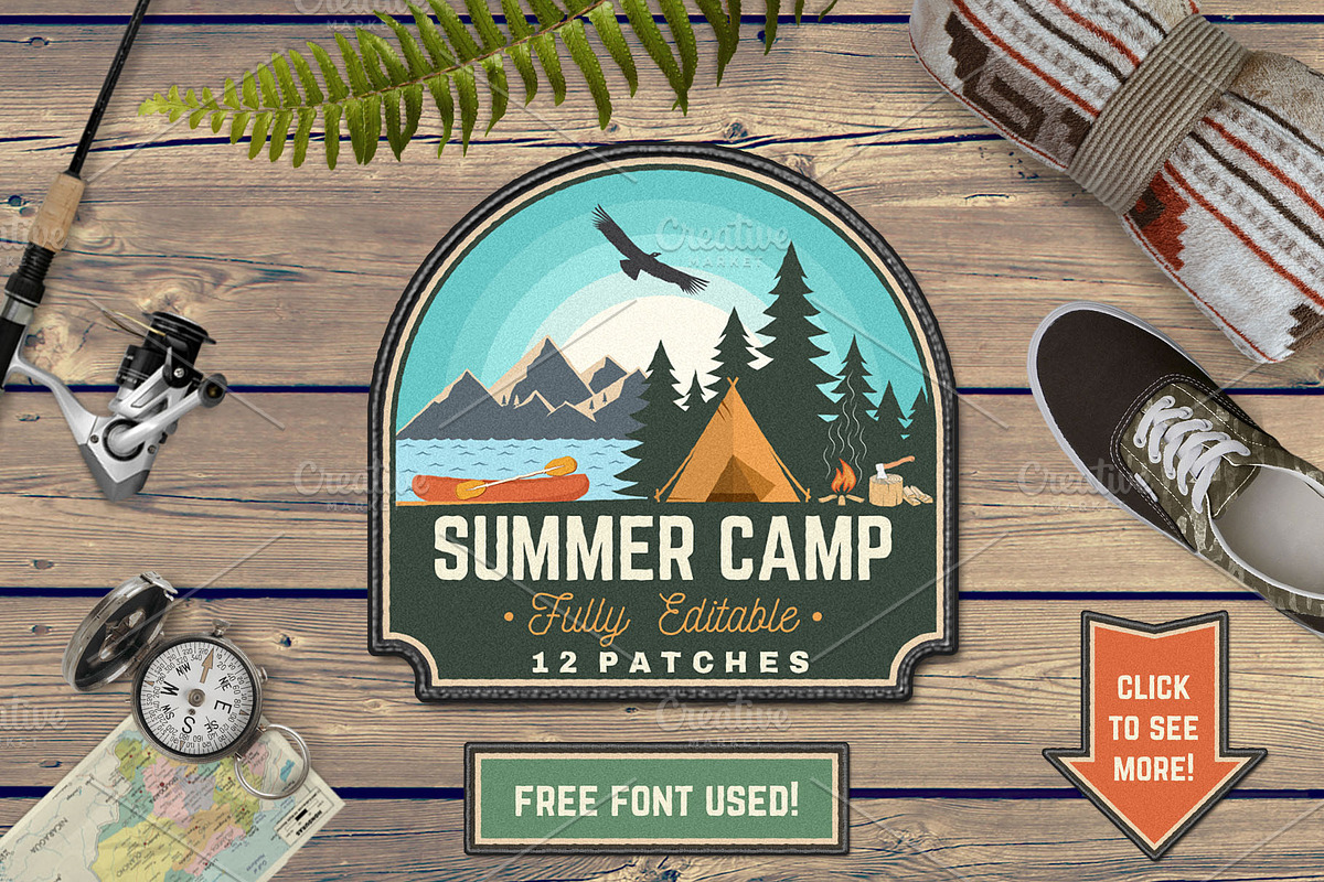 Summer Camp Patches Part 2, a Branding & Logo Template by sivVector (Photo 1 of 2)