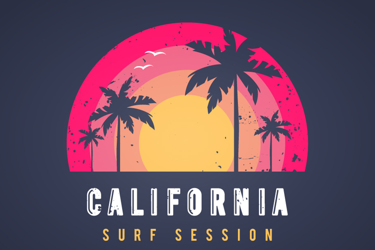 Retro California Surf Session, a Seasonal Illustration by Black White Mouse Design (Photo 1 of 2)