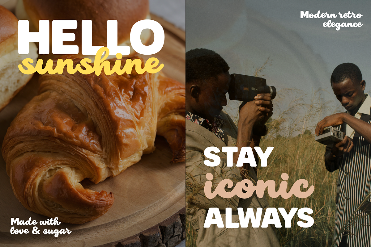 Sunkind Display – Playful Retro Font, a Script Font by Creacy Studio (Photo 2 of 10)