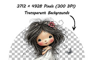 Whimsical Valentine Day Girl Clipart, an Illustration by one-touch (Thumbnail 12 of 16)