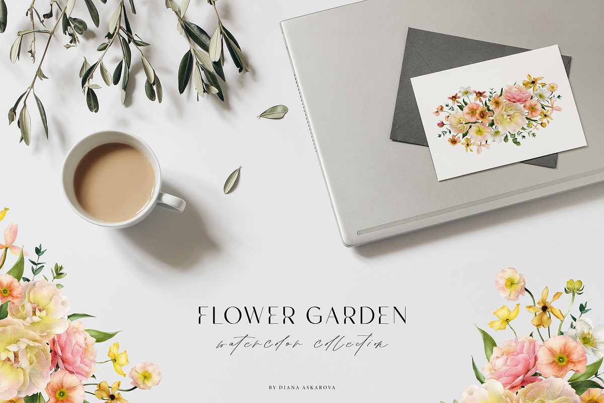 Flower Garden watercolor collection, a Decorative Illustration by Diana Askarova Art (Photo 11 of 11)
