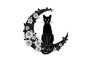 Cat on Crescent Moon Bundle, an Illustration by jahid234 (Thumbnail 30 of 31)