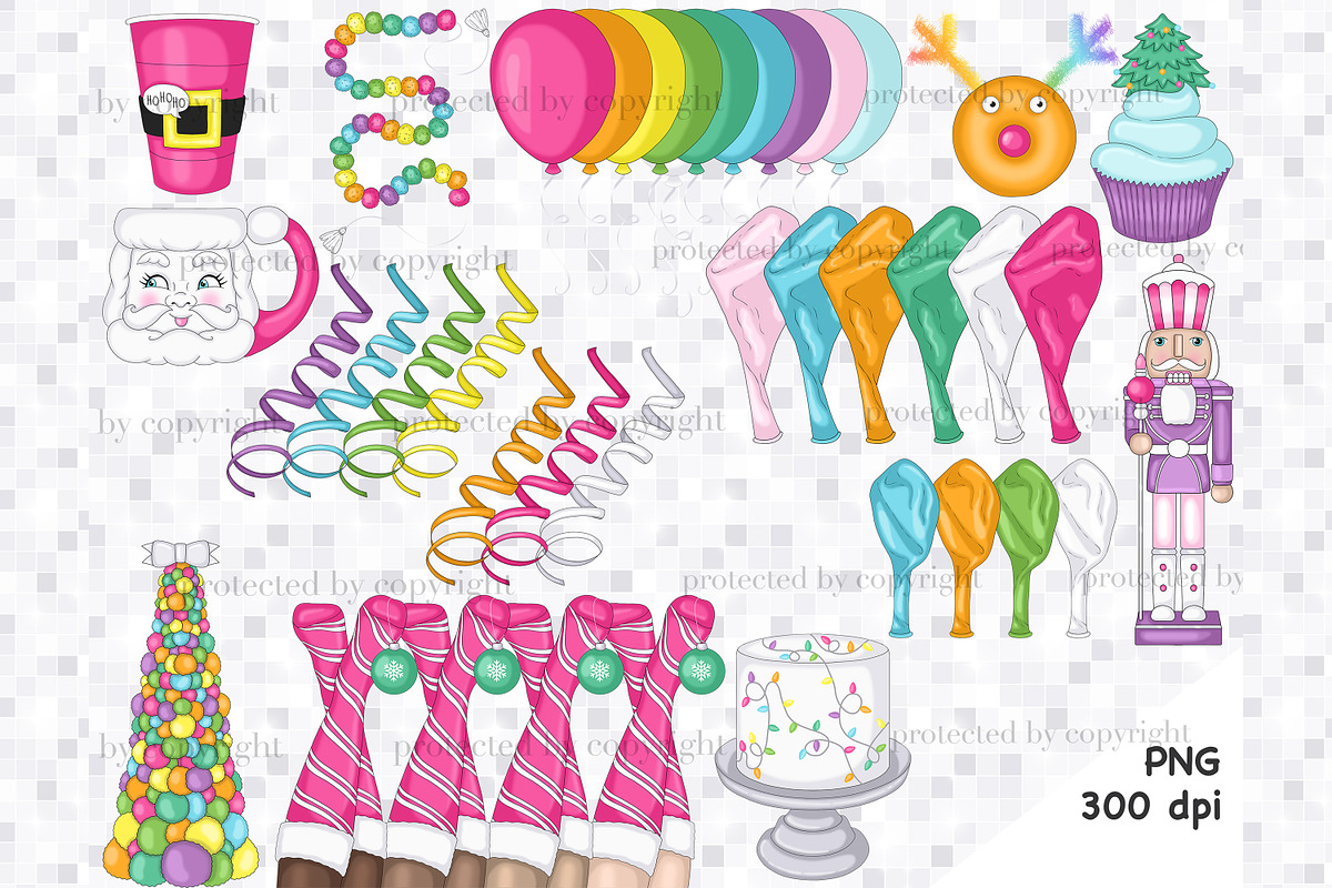 Merry And Bright Clipart, an Illustration by GlamArtZhanna (Photo 2 of 4)