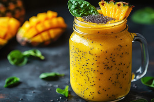 A vibrant tropical fruit smoothie ga, a Photo by Pixeness Studio