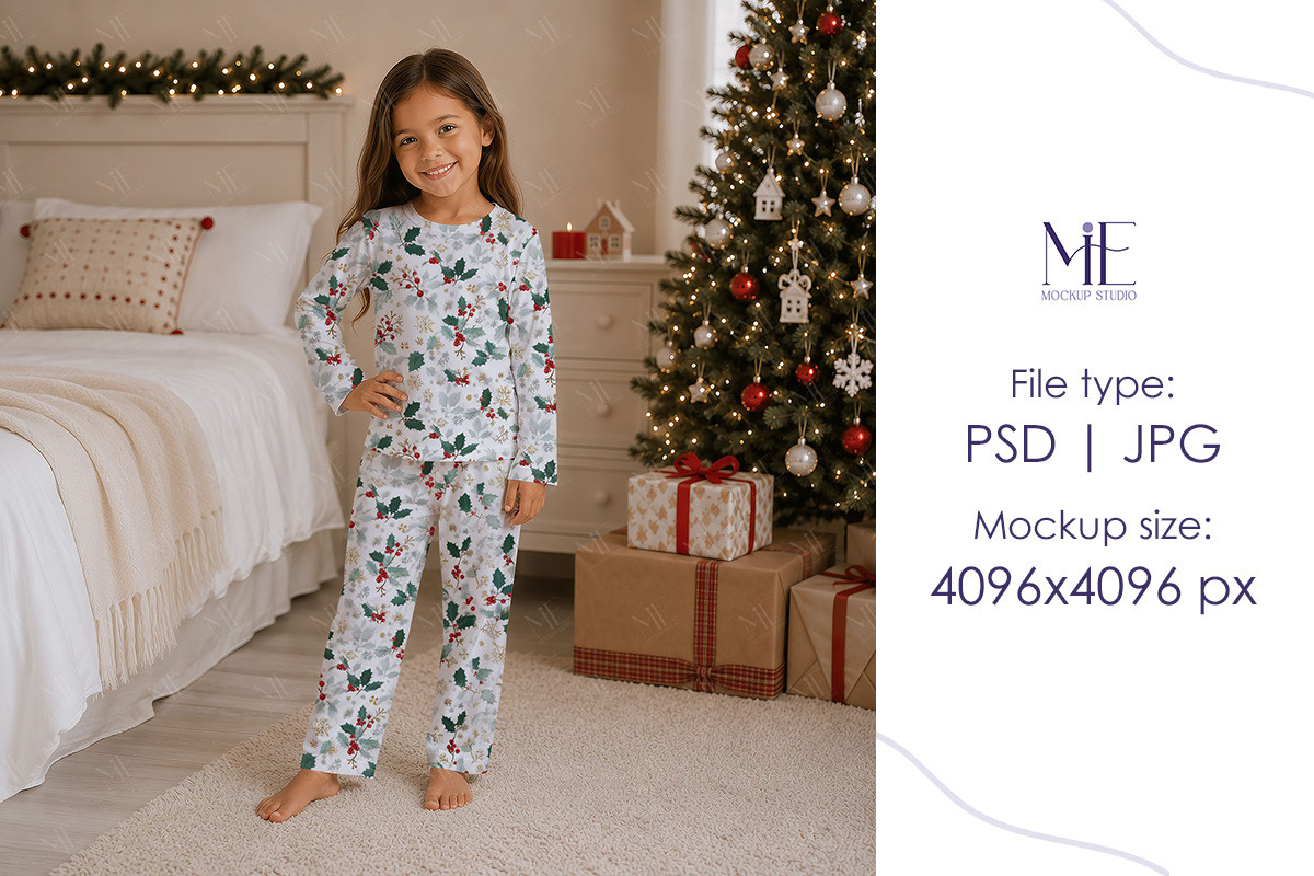 Christmas Pajama Clothing Mockup, a Shirt Mockup by Mie Mockup Studio (Photo 3 of 7)