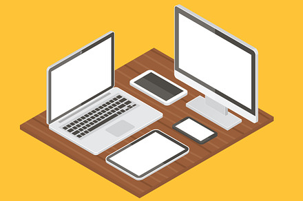 Computer equipment vector mockups