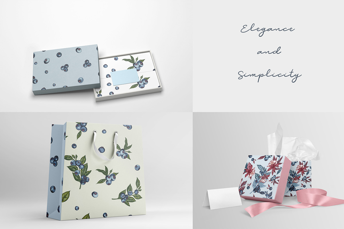 Blueberry vector patterns set, a Pattern Graphic by FleurArt (Photo 4 of 11)