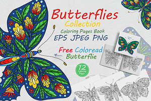 Butterflies with floral ornaments