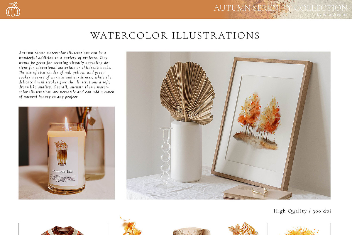 Autumn Serenity Watercolor Clipart, a Graphic by Julia Dreams (Photo 7 of 12)