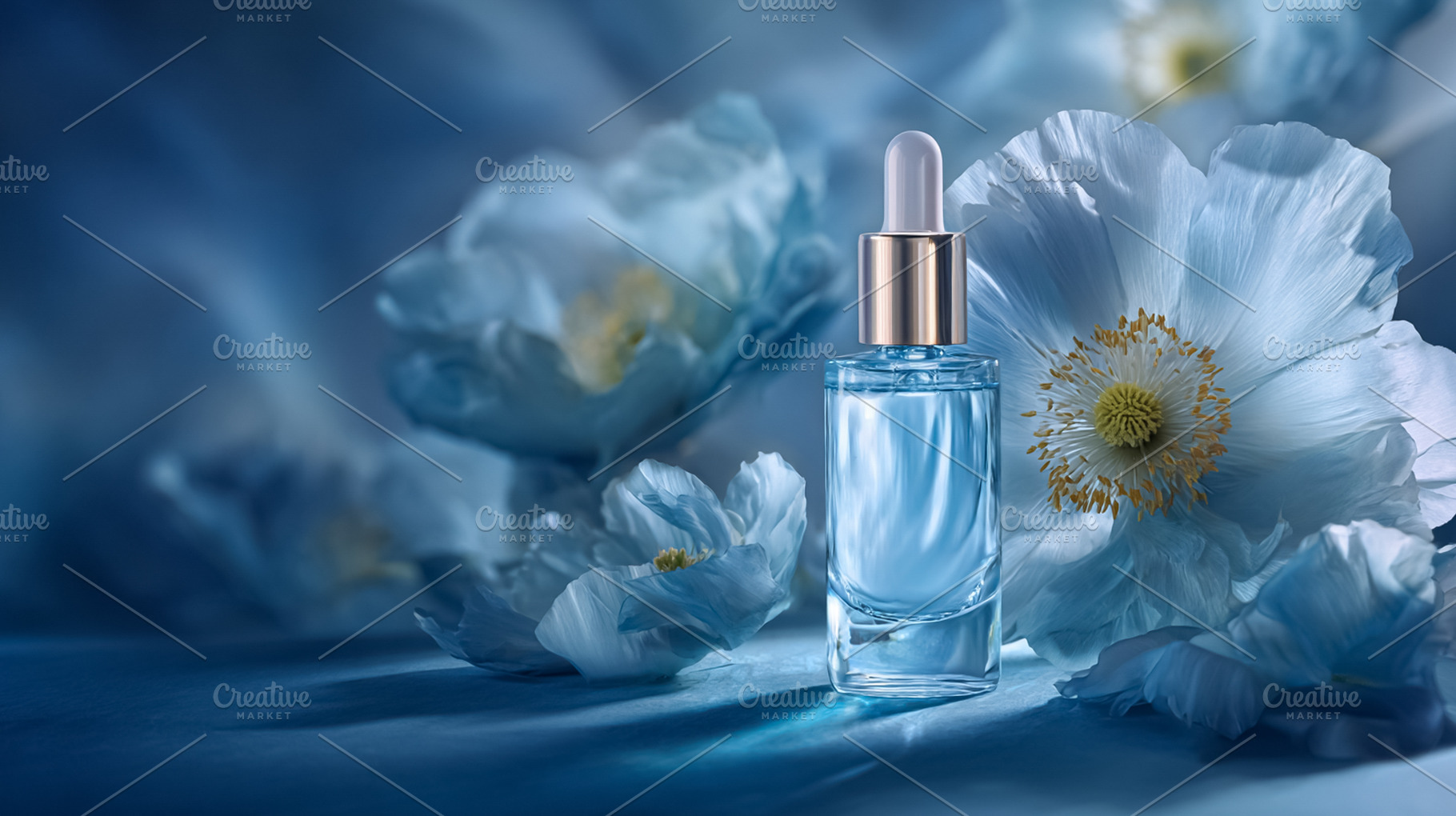 Serum dropper bottle with hydrating serum, surrounded by delicat, a Photo by Studio ANNA