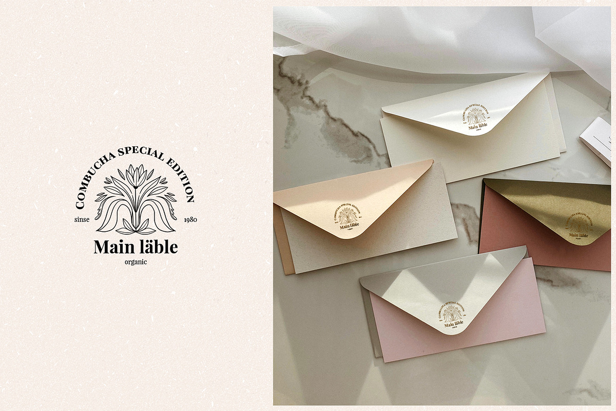 Line floral logo kit. Organic labels, a Branding & Logo Template by Kate Macate (Photo 12 of 13)