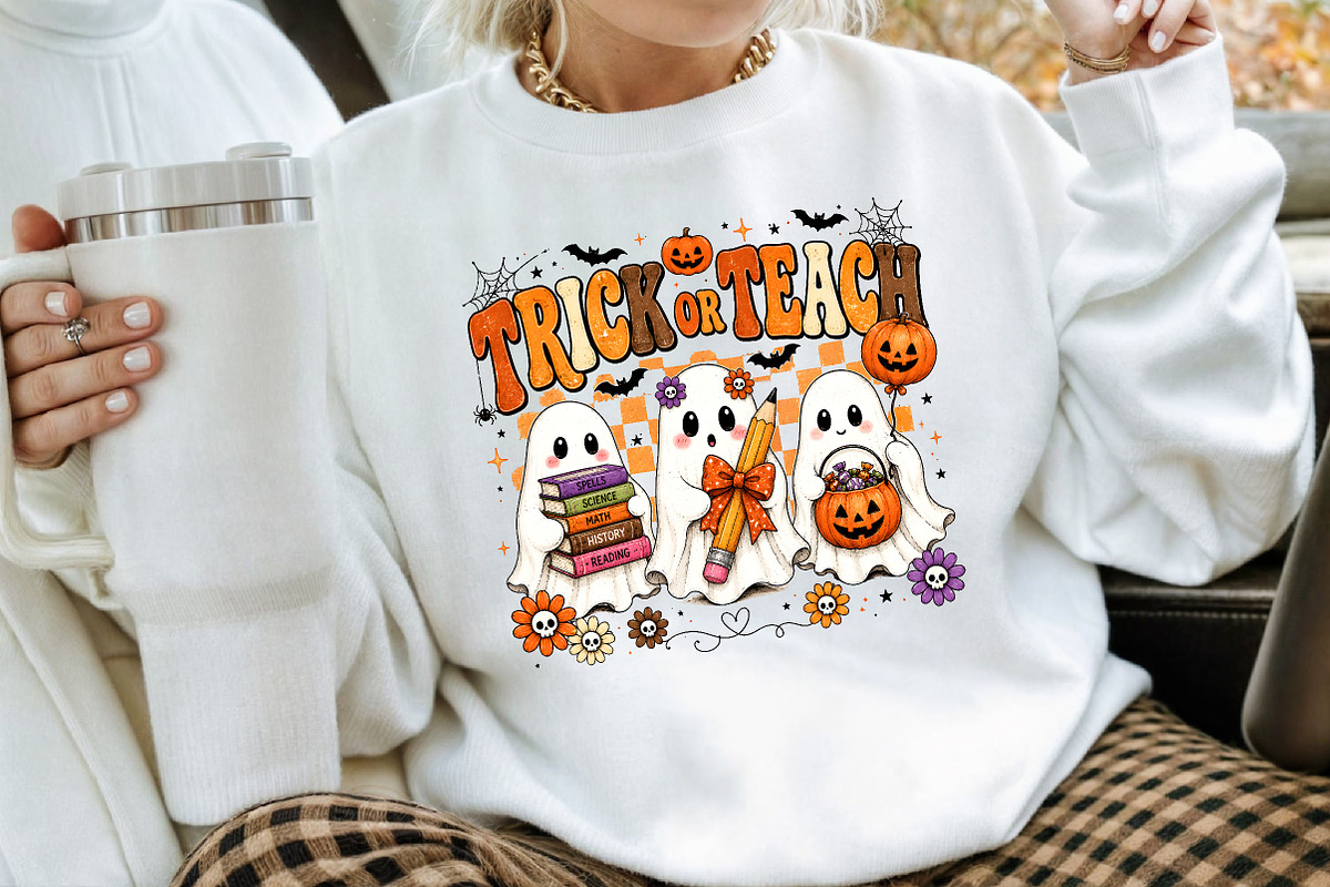 Trick Or Teach Cute Teacher Ghost, a Seasonal Illustration by Creative Art (Photo 3 of 3)