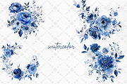 Deep Blue flowers Clipart Blue Peony, a Decorative Illustration by LeCoqDesign (Thumbnail 2 of 4)