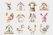 Watercolor Farm Animal clipart, a Seasonal Illustration by Design Market (Thumbnail 2 of 5)
