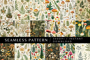 18 Woodland Flora Seamless Pattern, a Pattern Graphic by Inknfolly