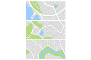 City Map Set. Town Streets