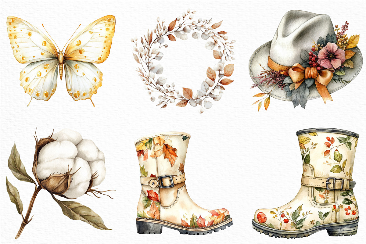 Watercolor White Fall Clipart, an Illustration by Craft Nest (Photo 4 of 6)