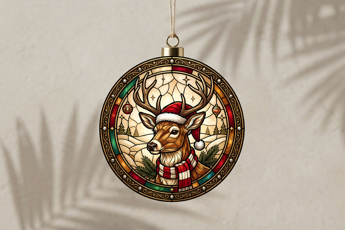 Stained Glass Deer Christmas, a Seasonal Illustration by CrexoraLab (Photo 3 of 3)