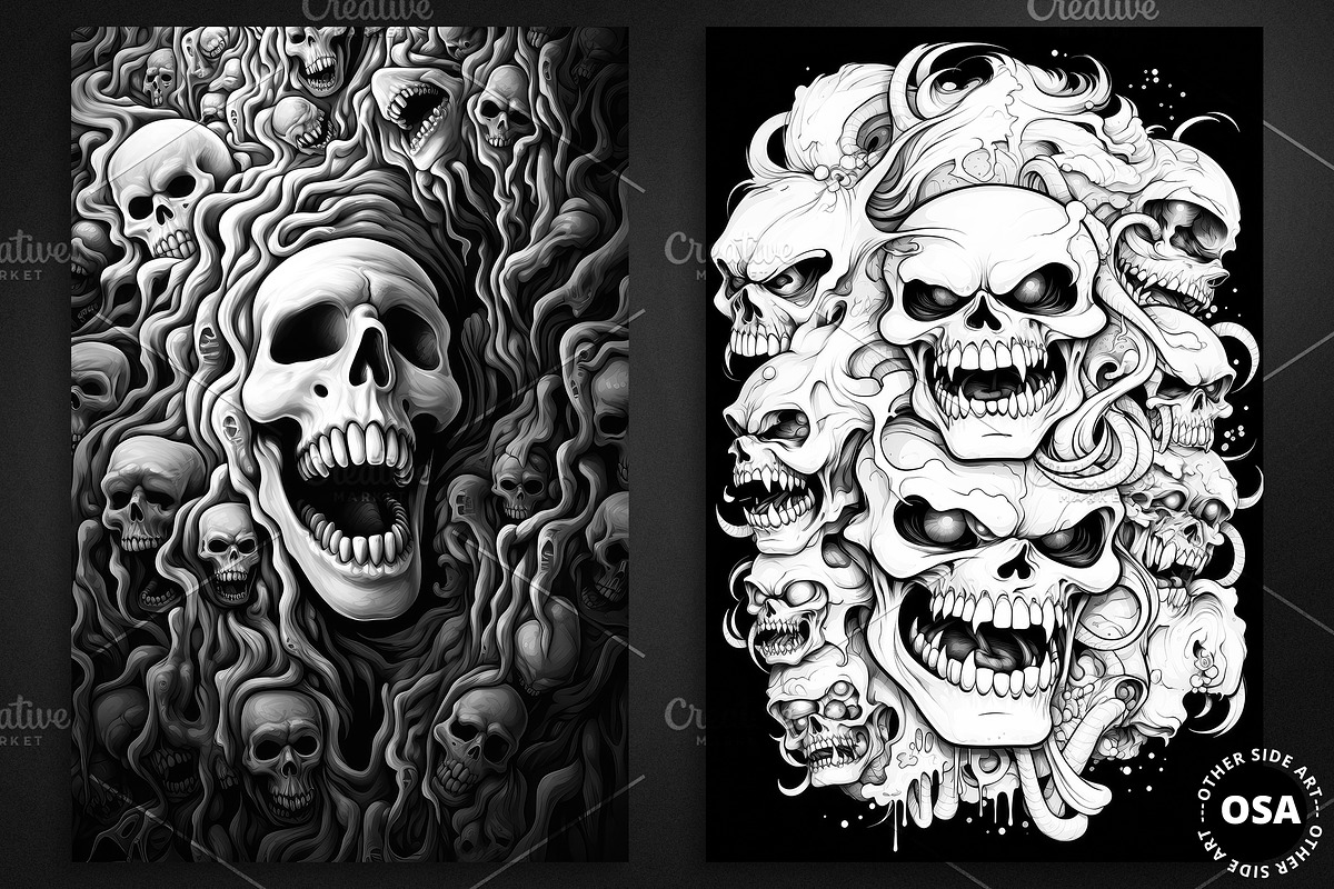 Monochromatic Evil Poster Set, a Background Graphic by Other Side Art (Photo 4 of 5)