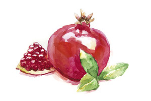 Watercolor pomegranate, an Illustration by happy brush