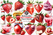 Watercolor Sweet Strawberry Clipart, an Illustration by Canvas Craft (Thumbnail 1 of 8)