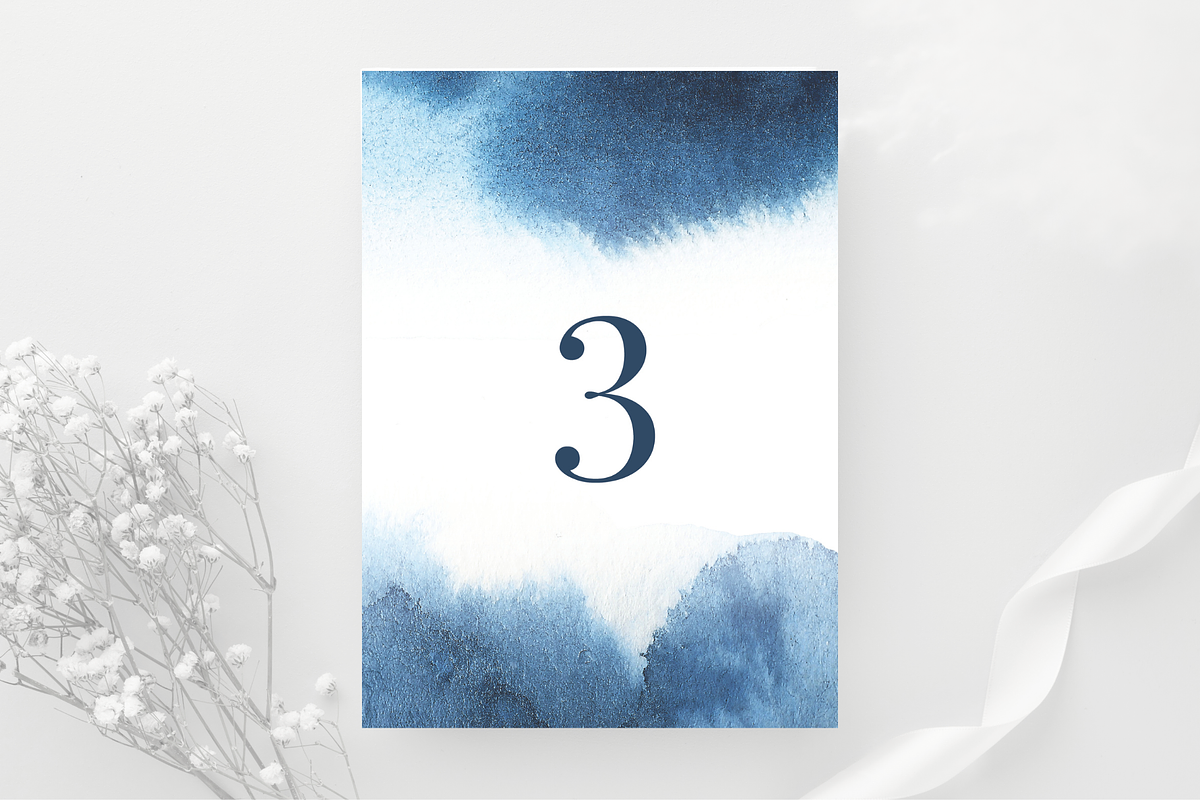 Printable indigo blue wedding number, a Stationery Template by Kolorata Art (Photo 2 of 3)