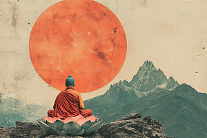 collage on the theme of a Buddhist monk, a Photo by Pictures for you!!!!!!!!!