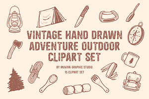 Vintage Outdoor Camping Clipart Set