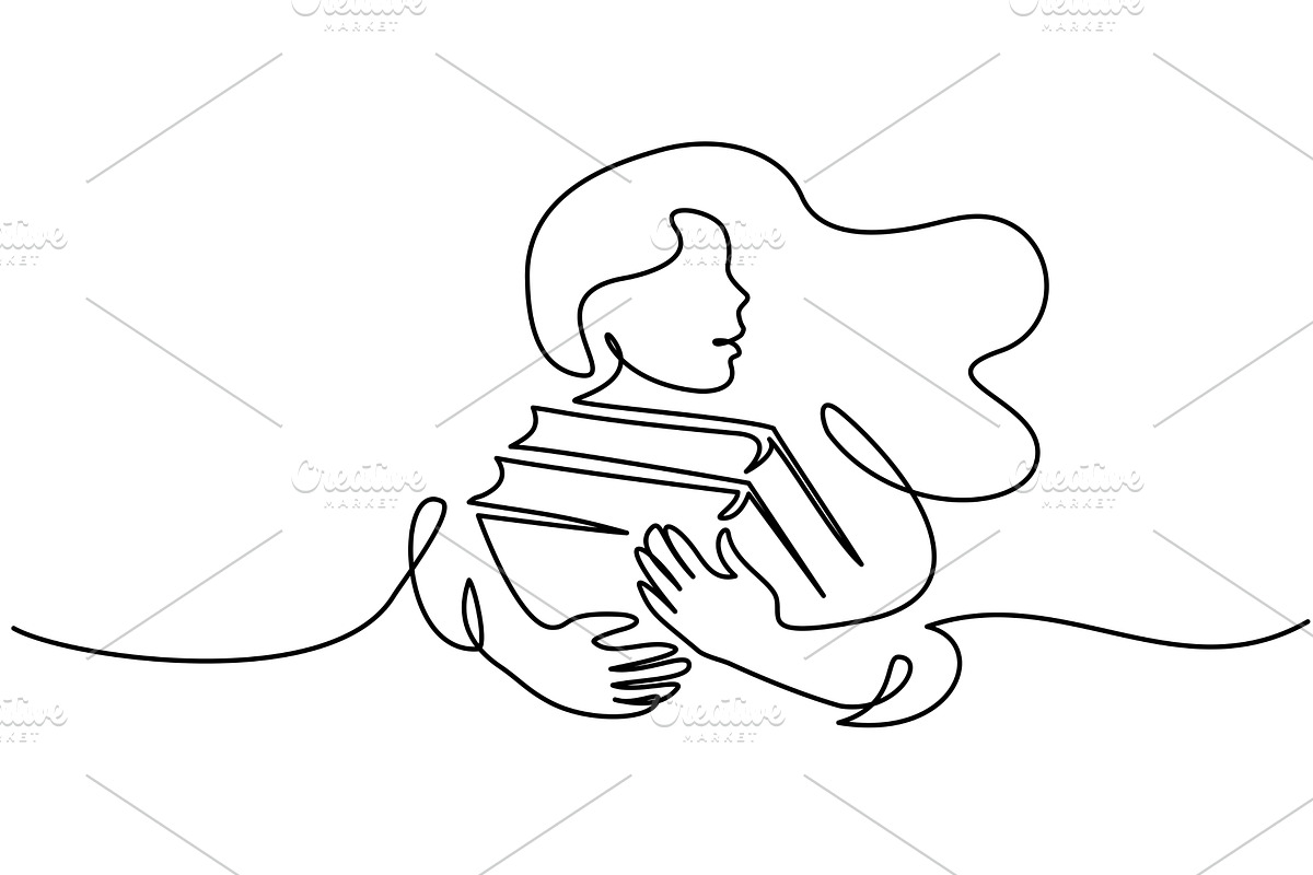 Student girl hold stack of books, an Education Illustration by Valenty (Photo 1 of 3)