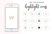 100 Instagram Story Highlight Icons, a Social Media Template by Blog&Glow (Thumbnail 1 of 2)