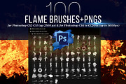 100 Photoshop Flame Brushes + PNGs, a Brush Add-On by Creative Graphics (Thumbnail 1 of 7)