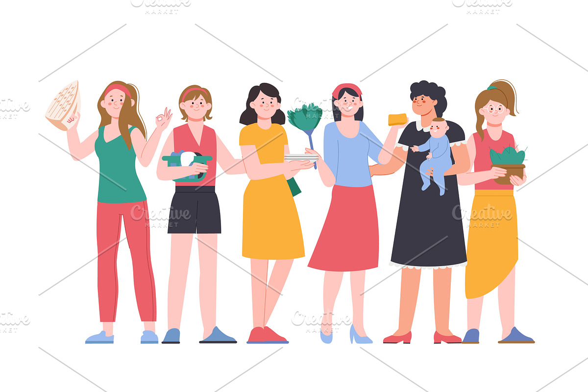 Housewives characters. Group of, a Person Illustration by LadadikArt