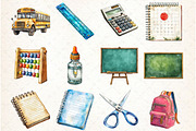 Watercolor School Clipart, Classroom, a Graphic by Libby Wishes (Thumbnail 3 of 6)