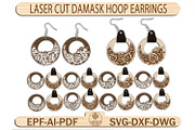 Damask Hoop Earrings Laser Cut SVG, a Pattern Graphic by Lasercutiny (Thumbnail 1 of 2)