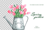 Pink tulips watercolor set. Flowers, an Illustration by SabinaWatercolorArt (Thumbnail 10 of 14)