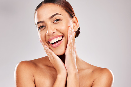 Beauty, skincare and wellness of a black woman portrait with happiness and healthy skin. Glow, face health shine and healthy cosmetics of a woman smile after clean, natural and organic treatment, a Photo by Peopleimages.com