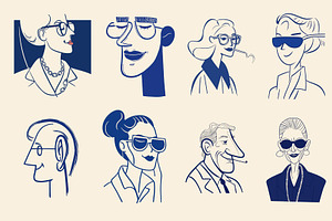 Retro outline character collection, a Person Illustration by Sybillla