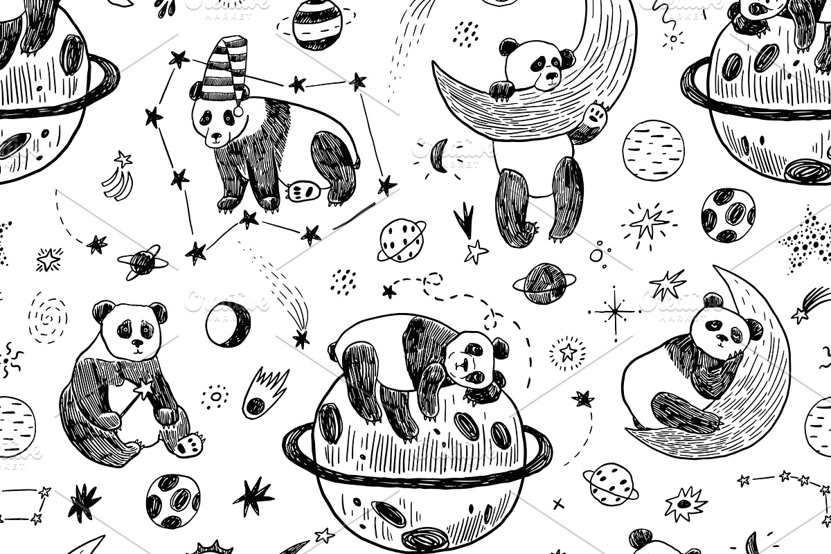 Space Planets and Sleepy Panda, a Pattern Graphic by GooseFrol (Photo 6 of 9)
