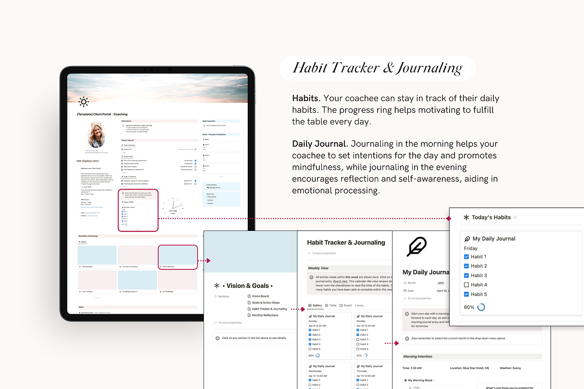 Notion Template Coaching Planner, a Stationery Template by TheCoastlineStudio (Photo 8 of 10)