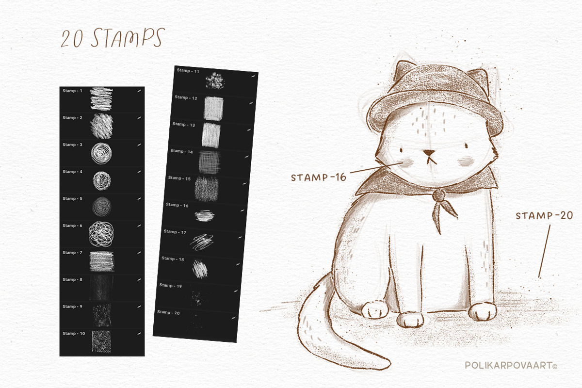 Pencils brushes & canvas Procreate, a Brush Add-On by polikarpovaart (Photo 6 of 16)