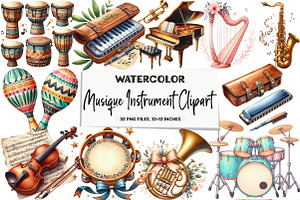 Musique Instrument Clipart, an Illustration by DreamArtGraphic