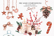 Christmas Watercolor collection, a Decorative Illustration by CrystalinaShop (Thumbnail 2 of 5)