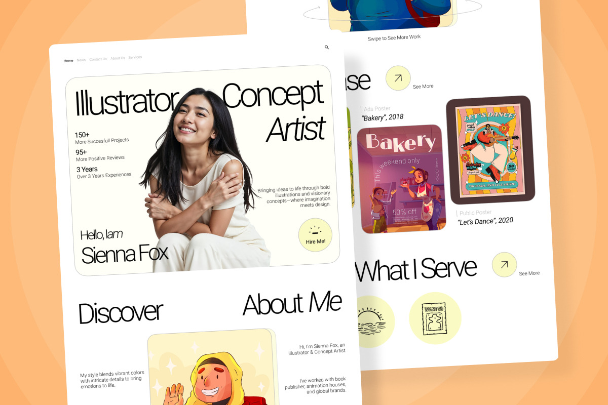 Sienna Fox - Creative Portfolio UI, a Landing Page Template by productype1 (Photo 4 of 5)