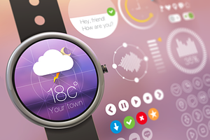 Watch Wear UI Kit. Fully EPS vector.